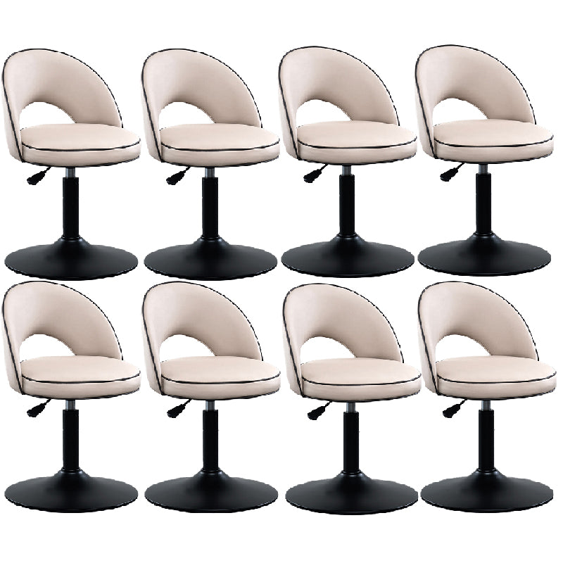 Swivel Adjustable Height Bar Stools Glam Style Faux Leather Bar Stool with Black Base