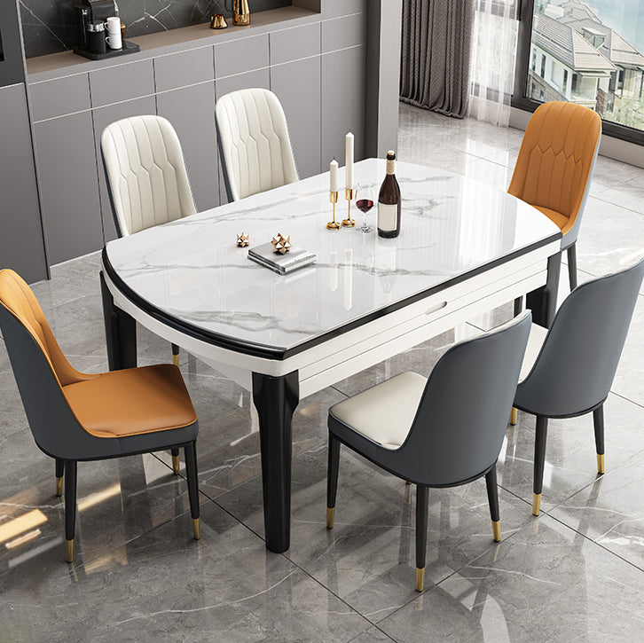 Modern Style Stone Furniture 7/9 Pcs 4 Legs Table with Armless Chair