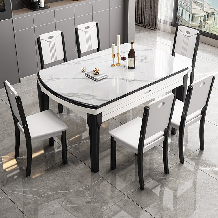 Modern Style Stone Furniture 7/9 Pcs 4 Legs Table with Armless Chair