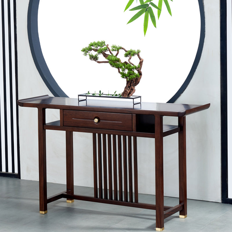 Rectangle Shape Contemporary Console Table Dark Brown Wood Console Sofa Table