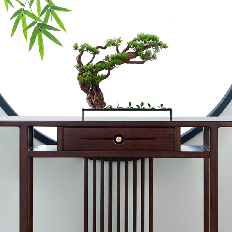 Rectangle Shape Contemporary Console Table Dark Brown Wood Console Sofa Table