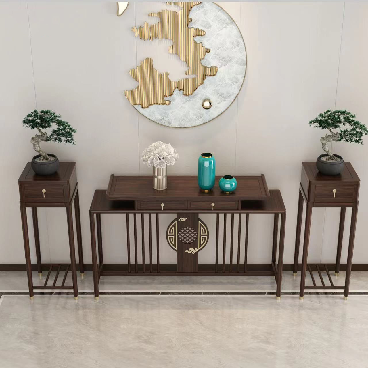 Rectangle Shape Contemporary Console Table Dark Brown Console Sofa Table