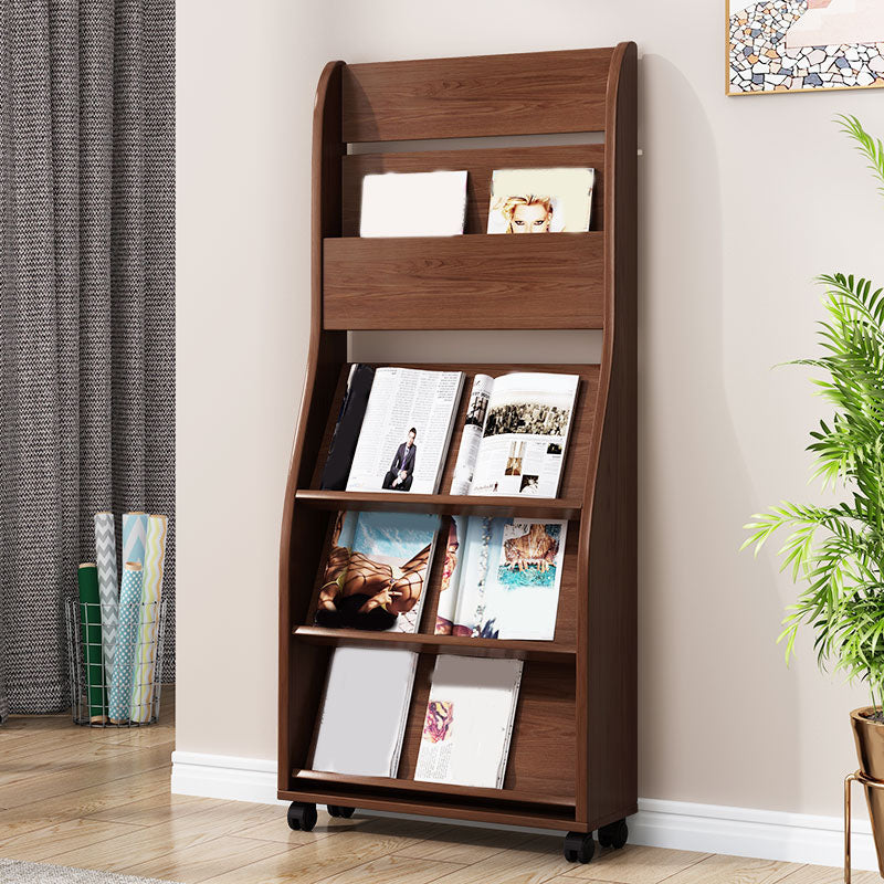 Contemporary Closed Back Bookcase Engineered Wood Vertical Bookshelf