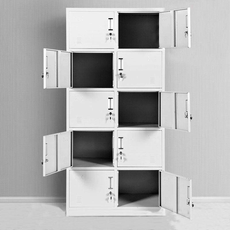Contemporary Style Wardrobe Armoire Metal Non-Hanging Armoire with Locks