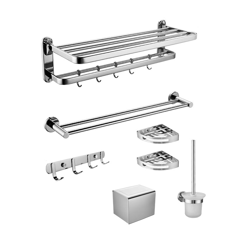 Silver Bathroom Hardware Set Drill and Screw Mount Metal Bathroom Accessory Kit