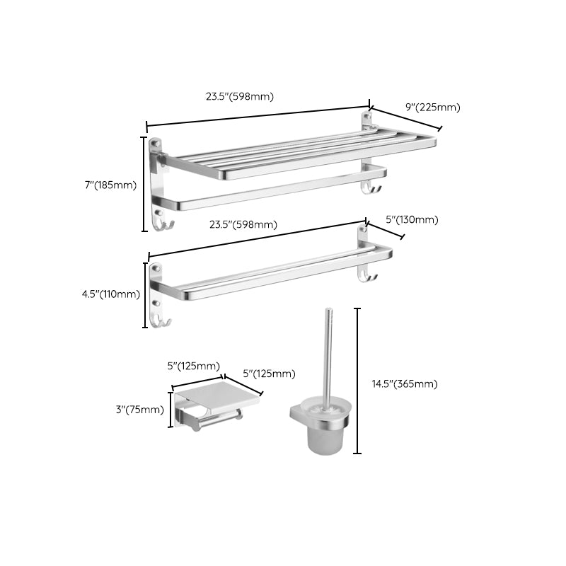 Silver Metal Bathroom Hardware Set 4 - Piece Bath Hardware Set