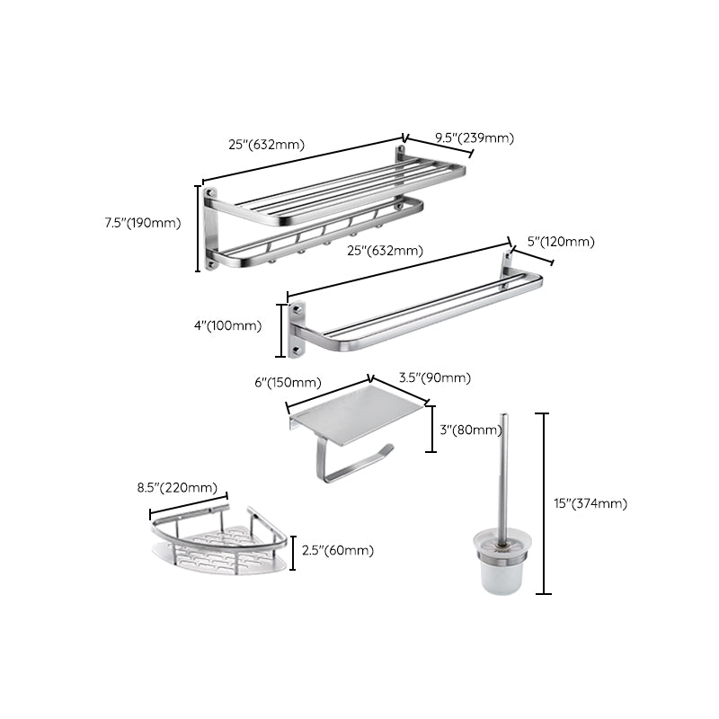 6 - Piece Bathroom Hardware Metal Adhesive Mount Bathroom Accessory Kit