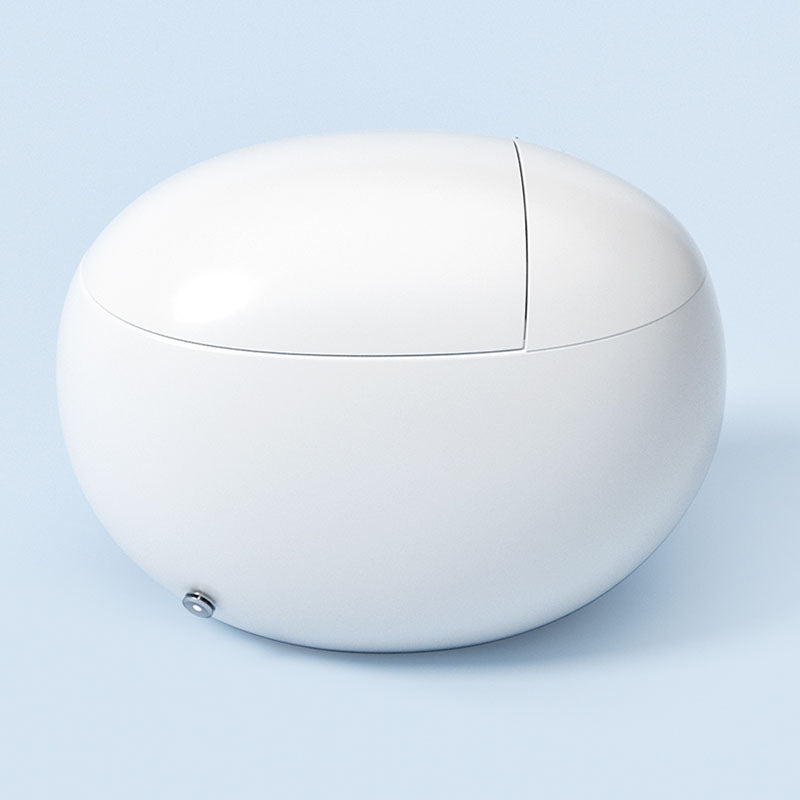 Smart Toilet Round White Ceramic Contemporary Stain Resistant Foot Sensor