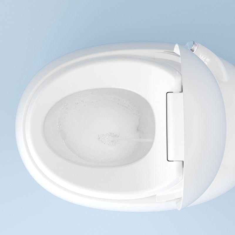 Smart Toilet Round White Ceramic Contemporary Stain Resistant Foot Sensor