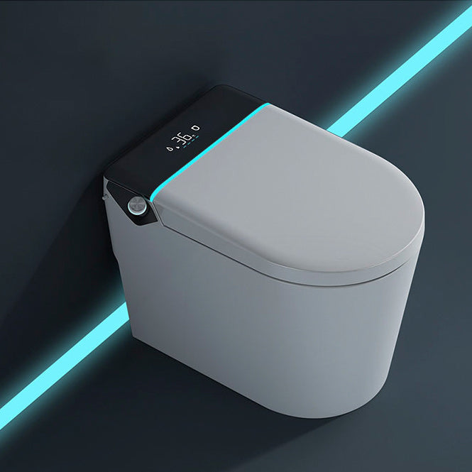 Elongated White Leak-Proof Ceramic Contemporary Foot Sensor Smart Toilet