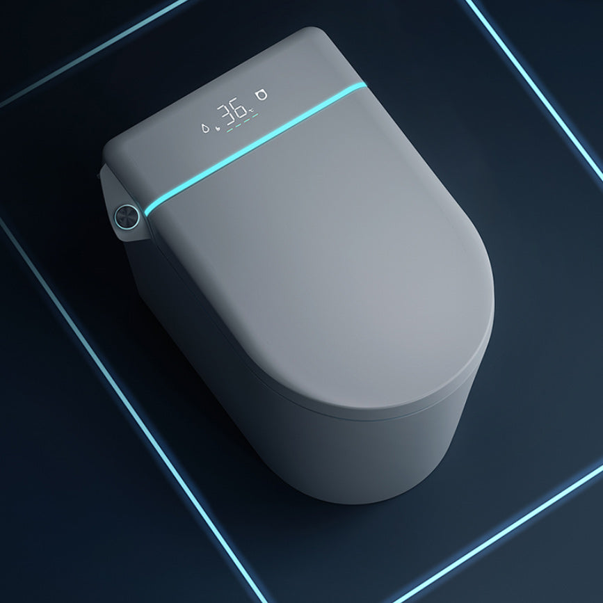 Elongated White Leak-Proof Ceramic Contemporary Foot Sensor Smart Toilet
