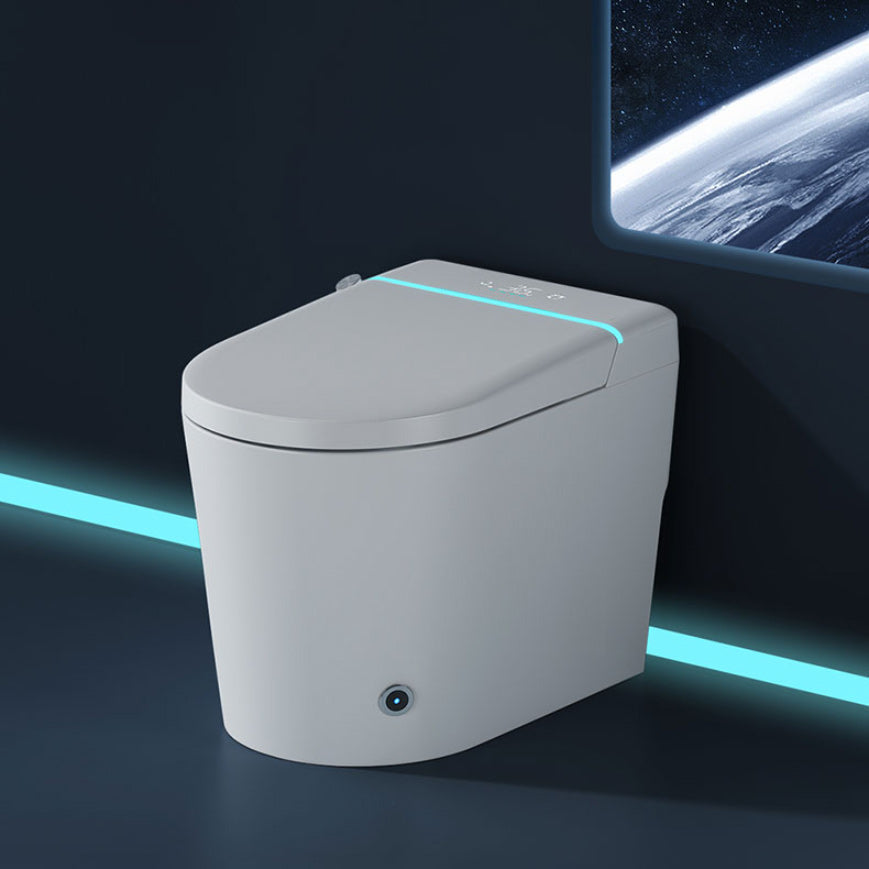 Elongated White Leak-Proof Ceramic Contemporary Foot Sensor Smart Toilet