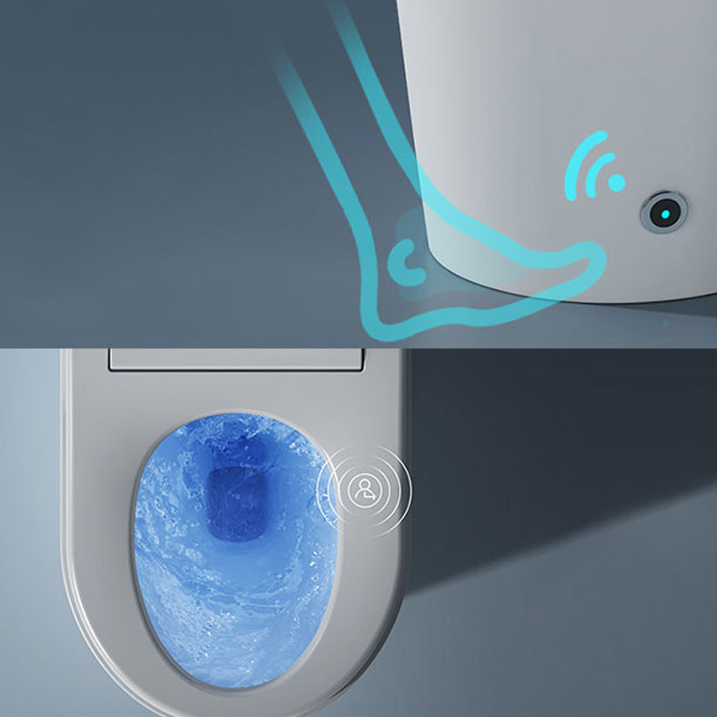 Elongated White Leak-Proof Ceramic Contemporary Foot Sensor Smart Toilet