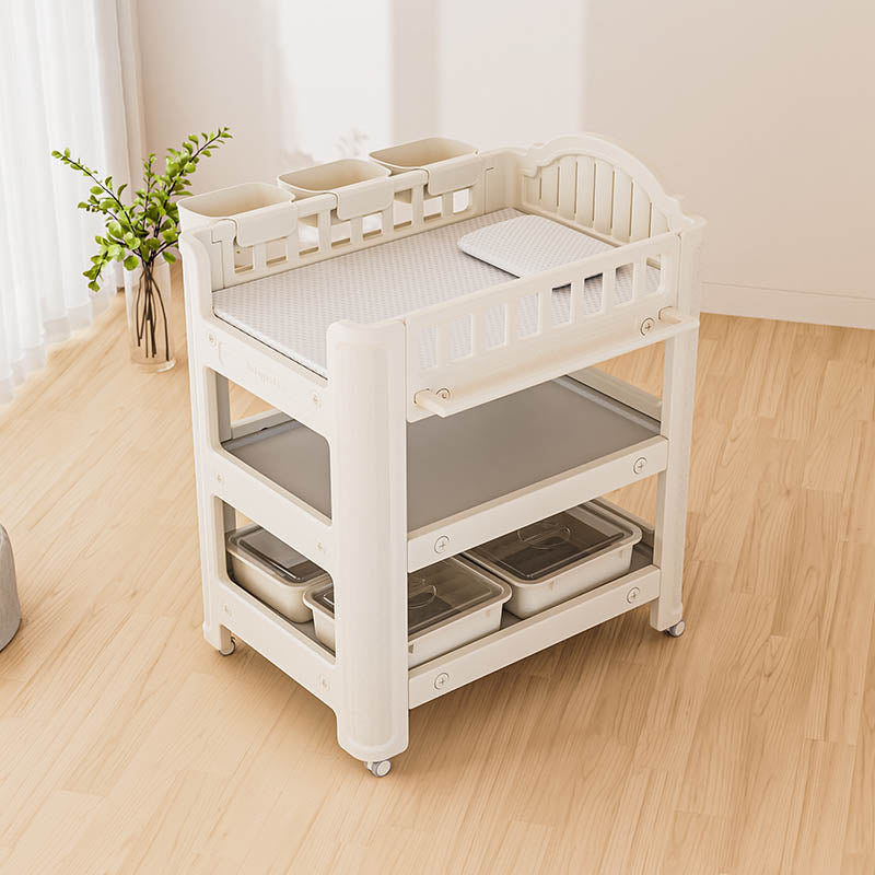 Arch Top Baby Changing Table White Changing Table with Storage