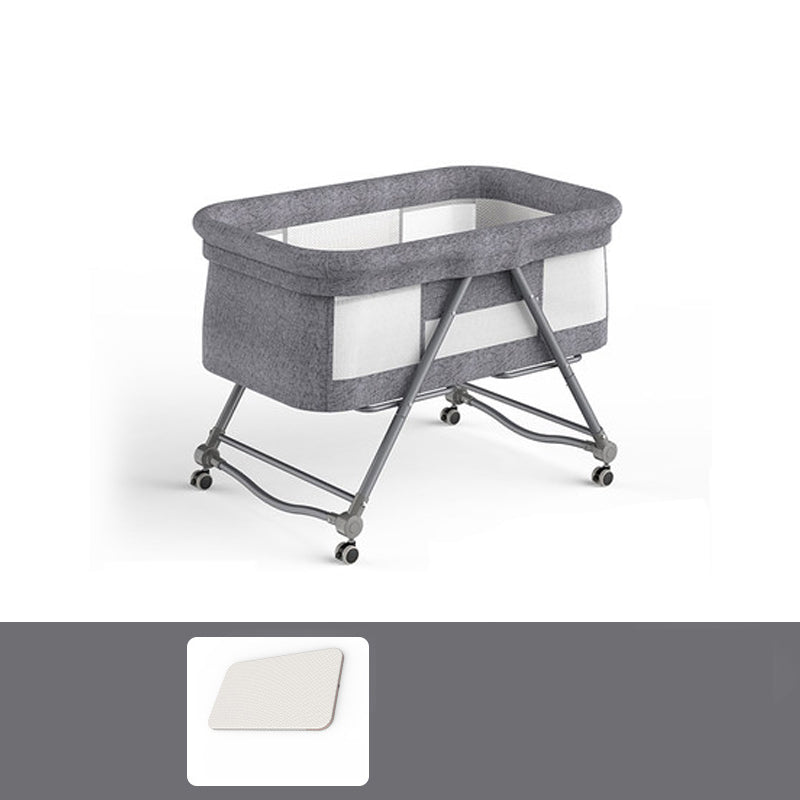 Foldable and Portable Cradle Moving Crib Cradle with Mattress and Wheel