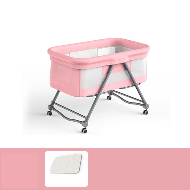 Foldable and Portable Cradle Moving Crib Cradle with Mattress and Wheel