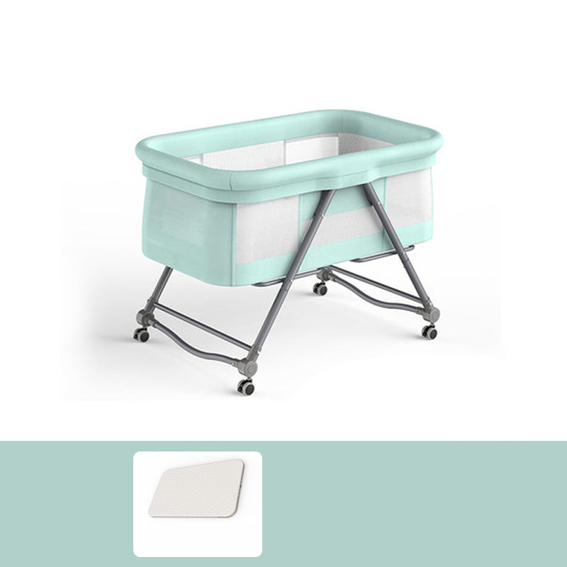 Foldable and Portable Cradle Moving Crib Cradle with Mattress and Wheel