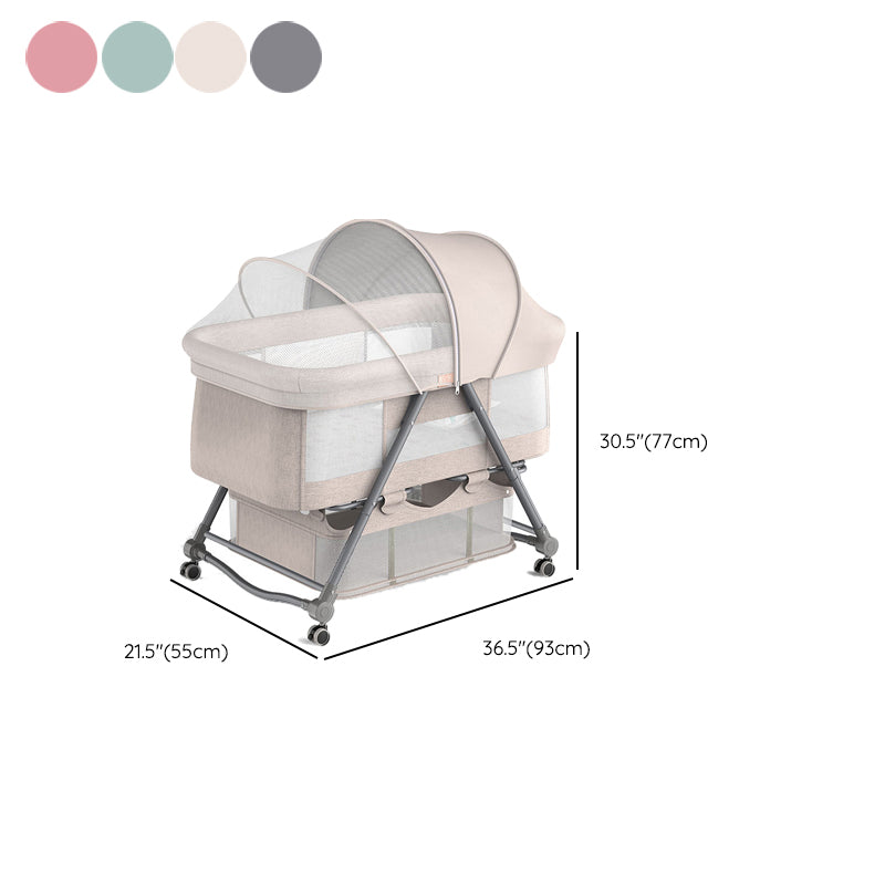 Foldable and Portable Cradle Moving Crib Cradle with Mattress and Wheel