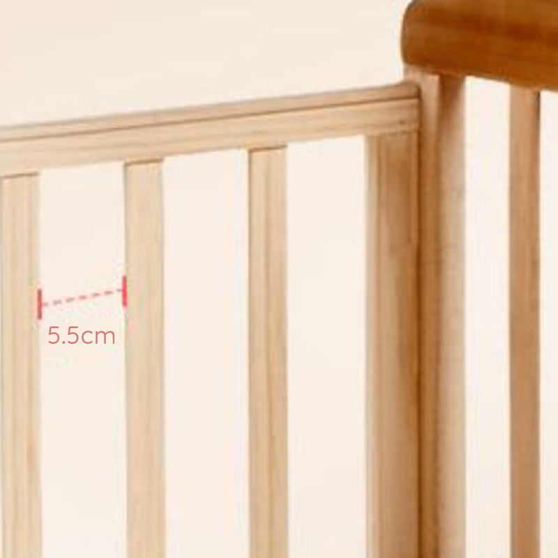 Solid Wood Convertible Baby Crib Natural Wood Crib with Storage and Adjustable Height