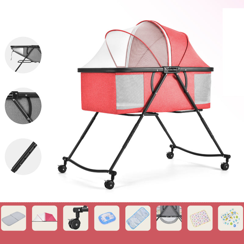 Folding and Rocking Crib Cradle Modern Metal Cradle with Mattress