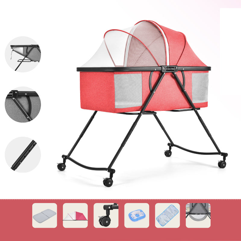 Folding and Rocking Crib Cradle Modern Metal Cradle with Mattress