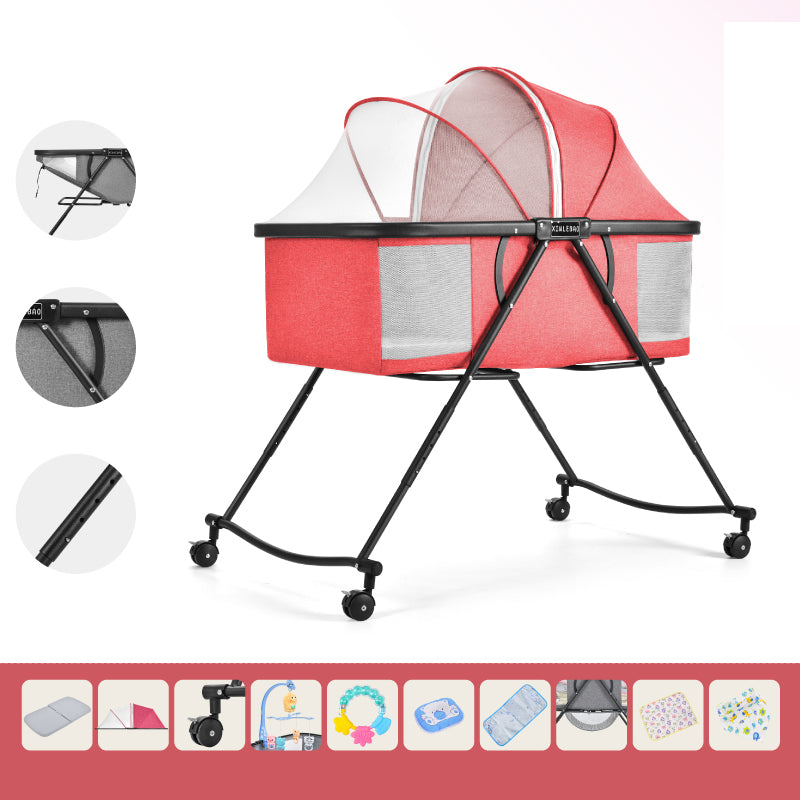 Folding and Rocking Crib Cradle Modern Metal Cradle with Mattress