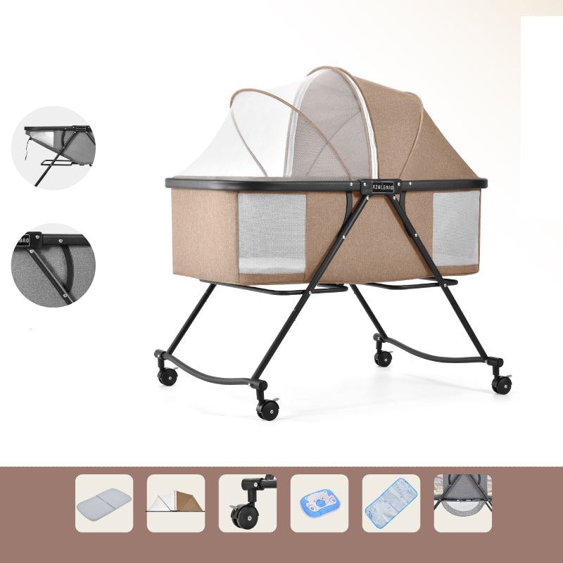 Folding and Rocking Crib Cradle Modern Metal Cradle with Mattress