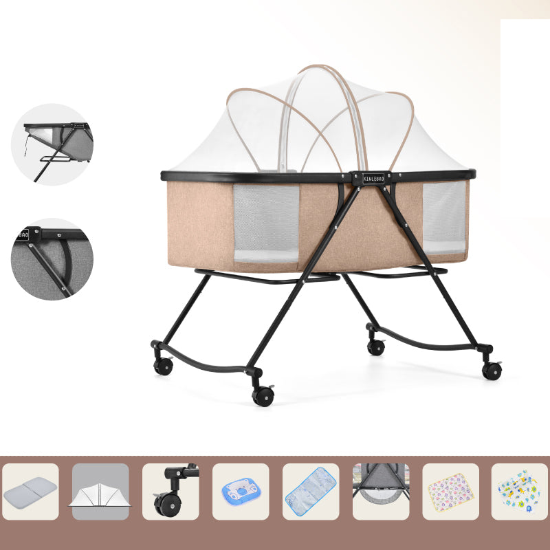 Folding and Rocking Crib Cradle Modern Metal Cradle with Mattress