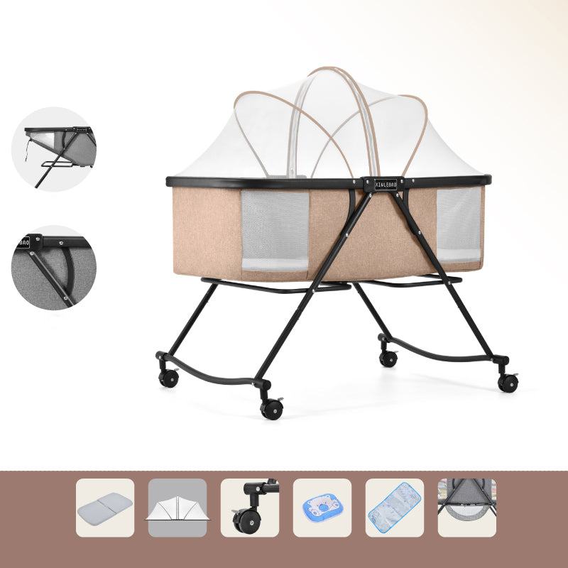 Folding and Rocking Crib Cradle Modern Metal Cradle with Mattress