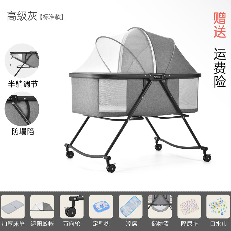 Folding and Rocking Crib Cradle Modern Metal Cradle with Mattress