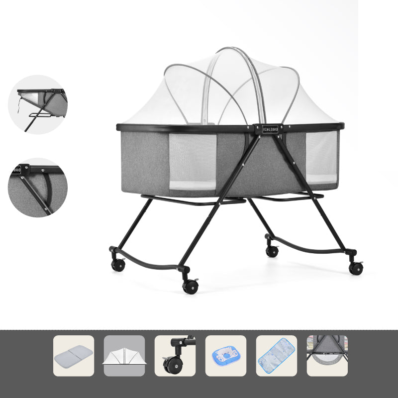 Folding and Rocking Crib Cradle Modern Metal Cradle with Mattress