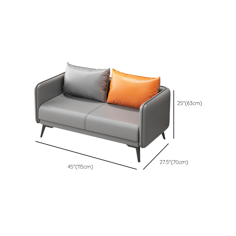 Tuxedo Arm Sofa 24.8" High Faux Leather/Genuine Leather Sofa with Pillows