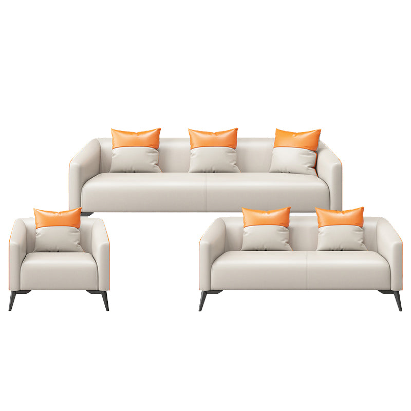 28.34" High Glam Sofa Faux Leather/Genuine Leather Tuxedo Arm Sofa