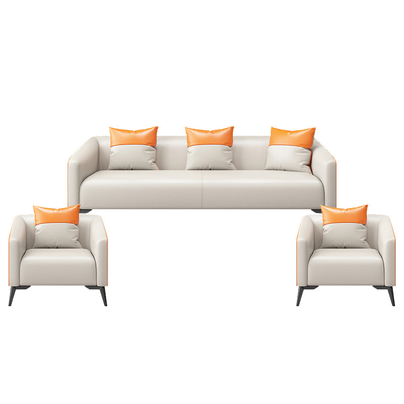 28.34" High Glam Sofa Faux Leather/Genuine Leather Tuxedo Arm Sofa