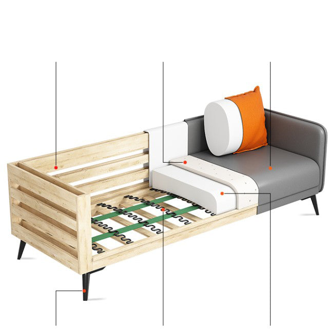 24.8" High Glam Sofa Faux Leather/Genuine Leather Tuxedo Arm Sofa with Pillows