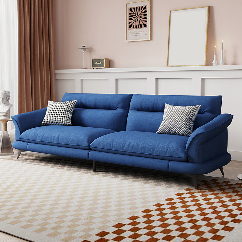 31.49" High Scandinavian Sofa Faux Leather/Linen Flared Arm Sofa