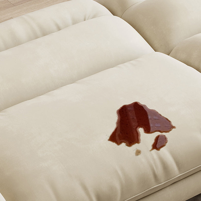 31.49" High Scandinavian Sofa Faux Leather/Linen Flared Arm Sofa