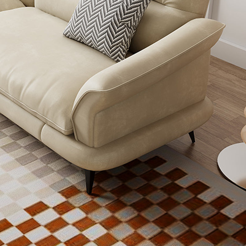 31.49" High Scandinavian Sofa Faux Leather/Linen Flared Arm Sofa