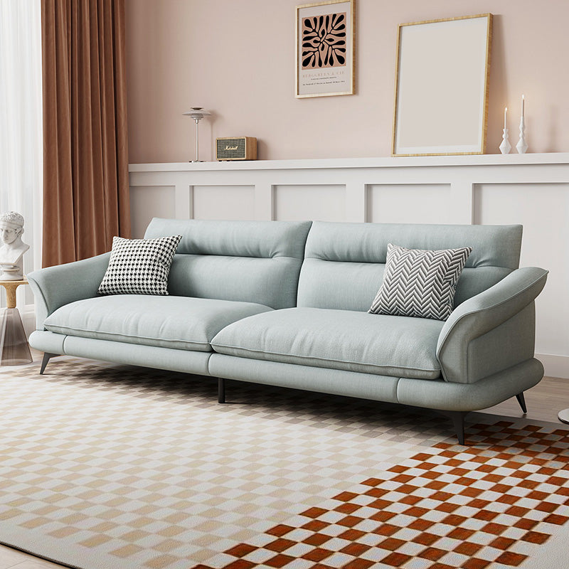 31.49" High Scandinavian Sofa Faux Leather/Linen Flared Arm Sofa