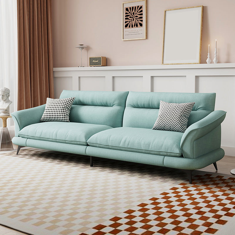 31.49" High Scandinavian Sofa Faux Leather/Linen Flared Arm Sofa