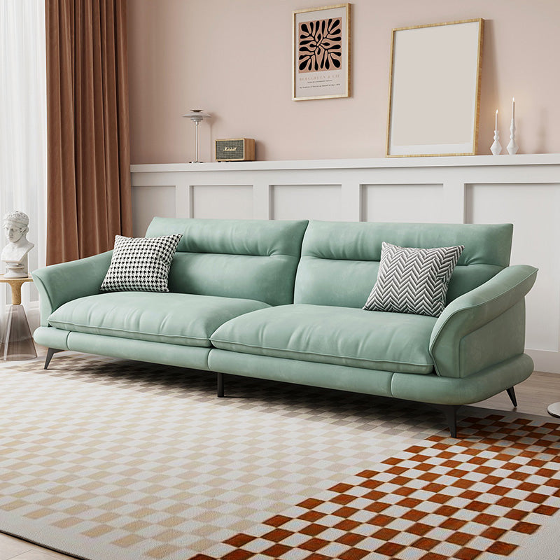 31.49" High Scandinavian Sofa Faux Leather/Linen Flared Arm Sofa