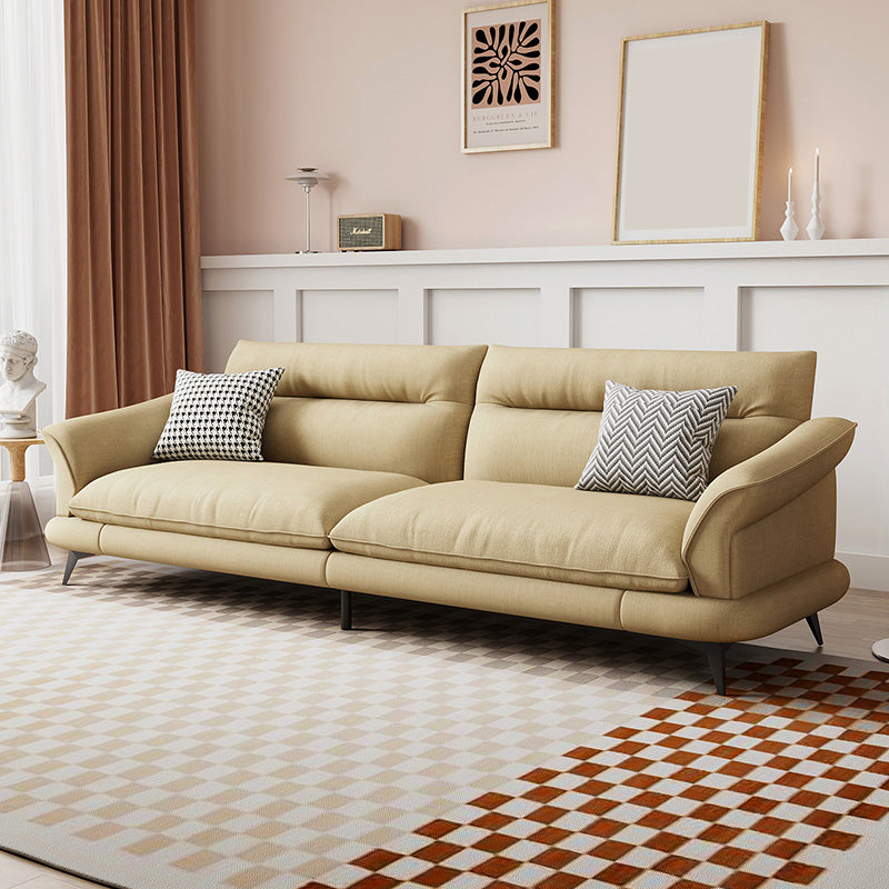 31.49" High Scandinavian Sofa Faux Leather/Linen Flared Arm Sofa