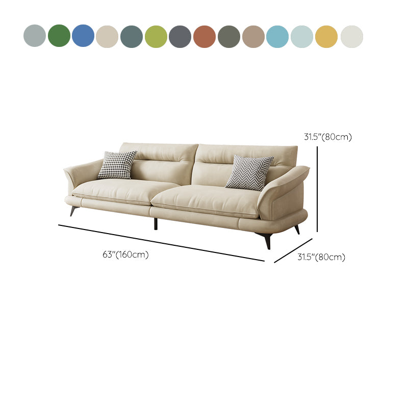 31.49" High Scandinavian Sofa Faux Leather/Linen Flared Arm Sofa