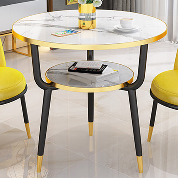 Modern Stone Storable Dining Table Metal Base for Dining Room
