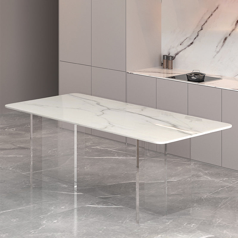 Modern Stone Rectangle Dining Table Acrylic Base for Dining Room