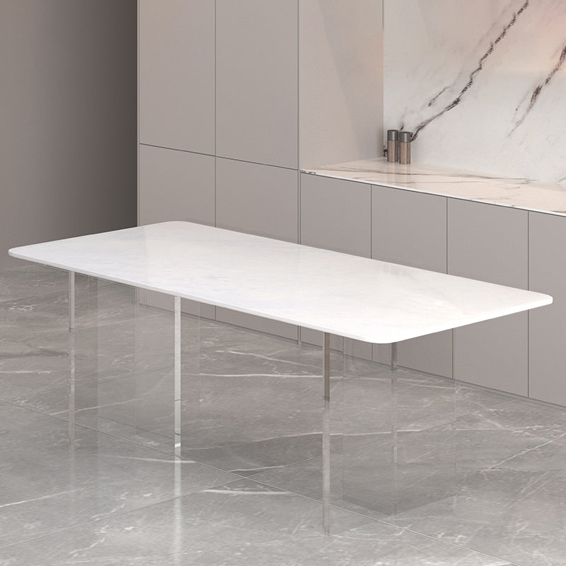 Modern Stone Rectangle Dining Table Acrylic Base for Dining Room