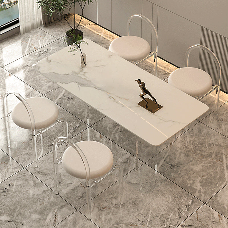 Modern Stone Rectangle Dining Table Acrylic Base for Dining Room