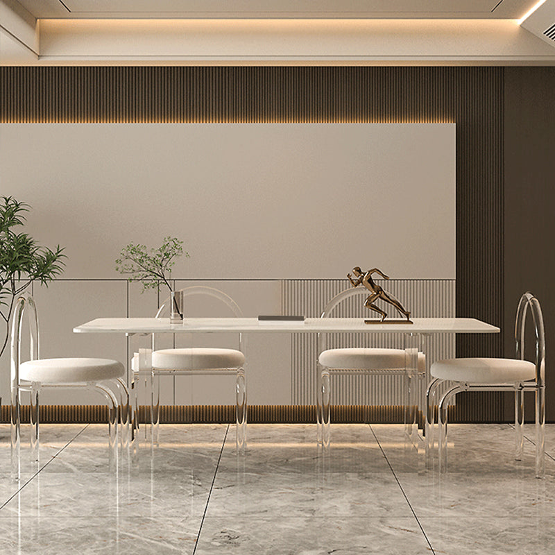Modern Stone Rectangle Dining Table Acrylic Base for Dining Room