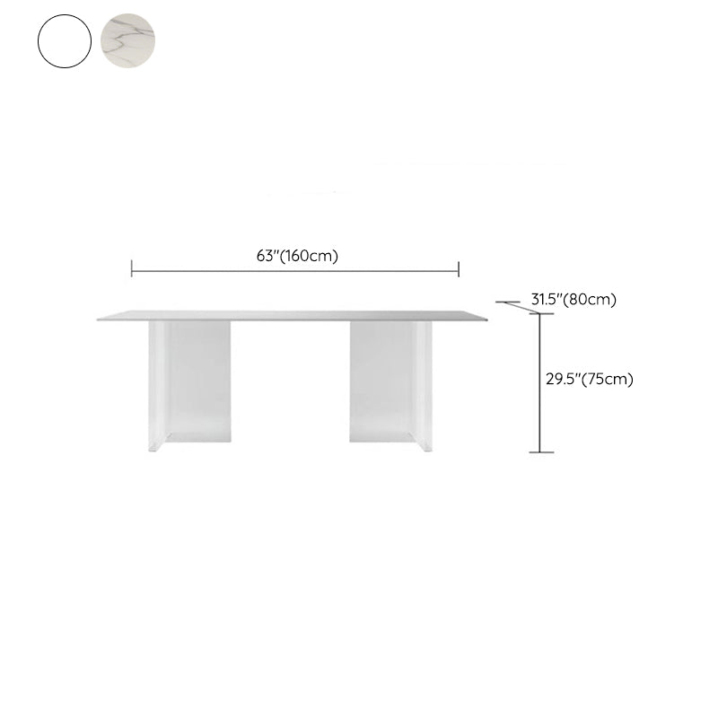 Modern Stone Rectangle Dining Table Acrylic Base for Dining Room