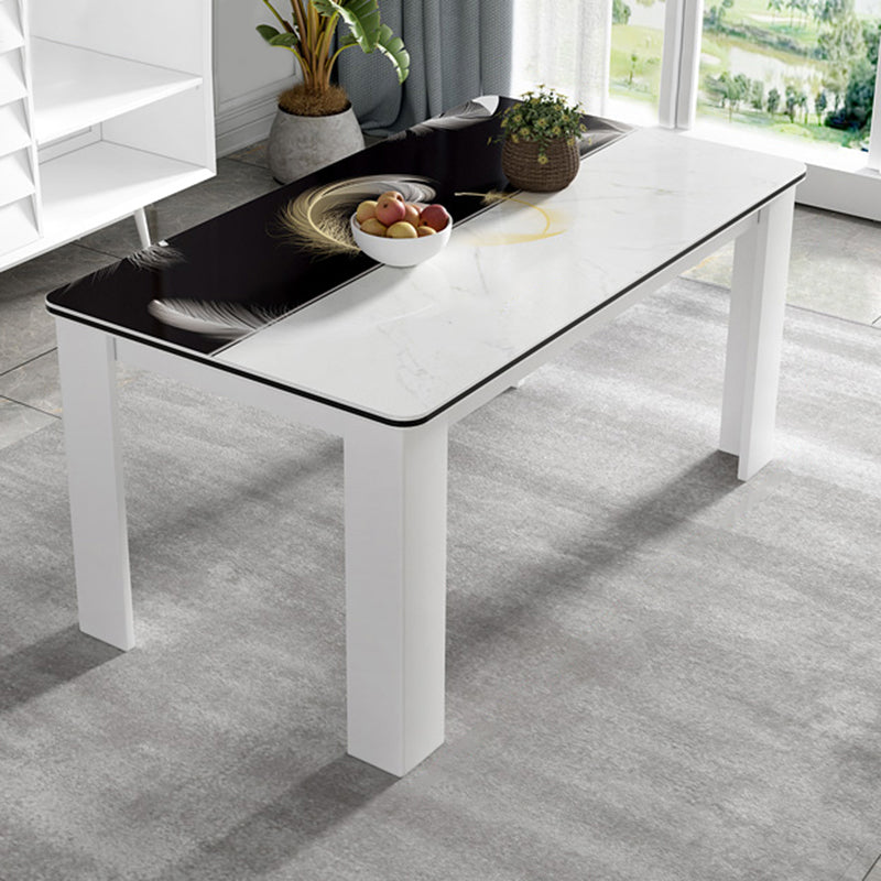 Modern Rectangle Wood Dining Table Metal Base for Dining Room